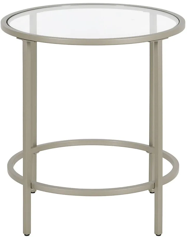 Paulino Round End Table in Satin Nickel by Hudson & Canal