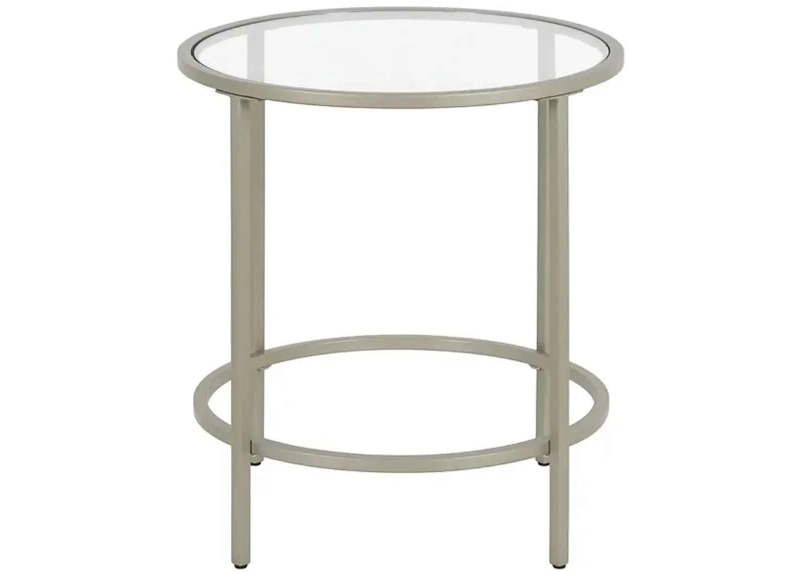 Paulino Round End Table in Satin Nickel by Hudson & Canal