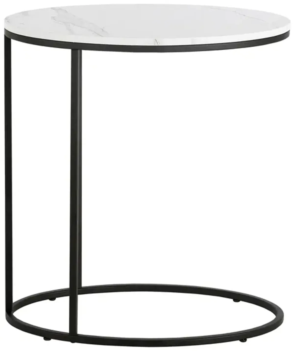 Blais Oval End Table with Faux Marble Top in Blackened Bronze by Hudson & Canal