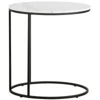 Blais Oval End Table with Faux Marble Top in Blackened Bronze by Hudson & Canal