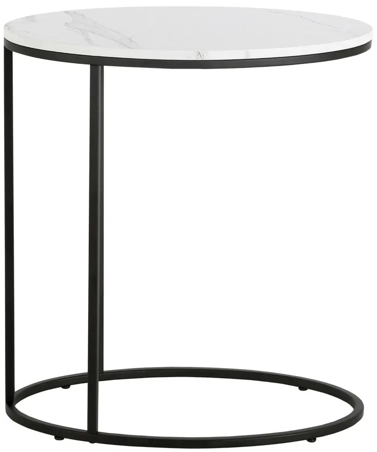 Blais Oval End Table with Faux Marble Top in Blackened Bronze by Hudson & Canal