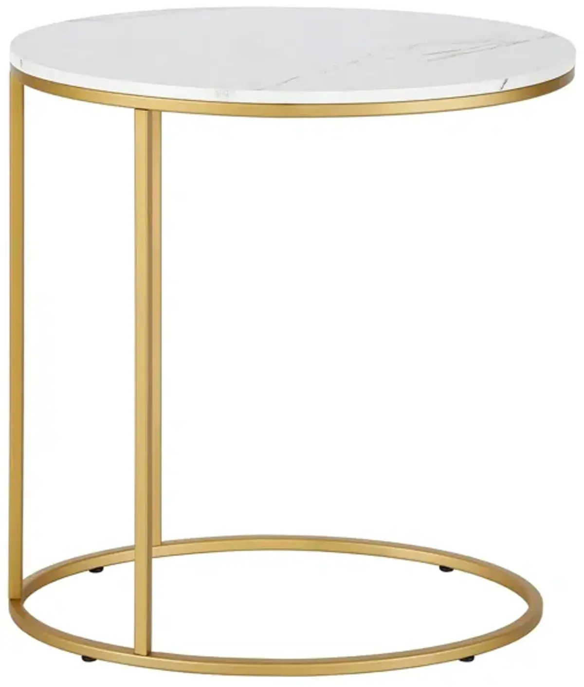 Blais Oval End Table with Faux Marble Top in Brass by Hudson & Canal