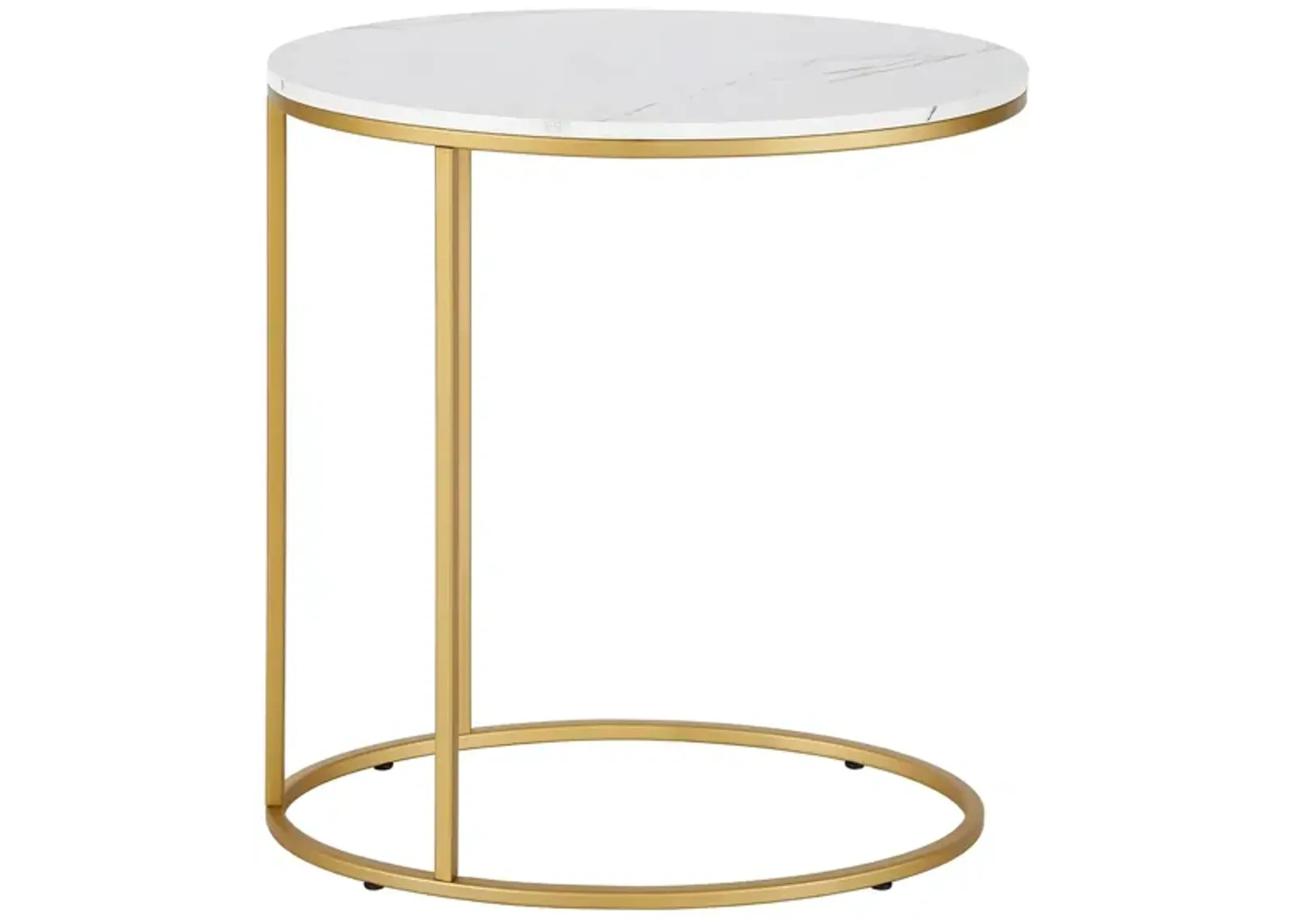 Blais Oval End Table with Faux Marble Top in Brass by Hudson & Canal