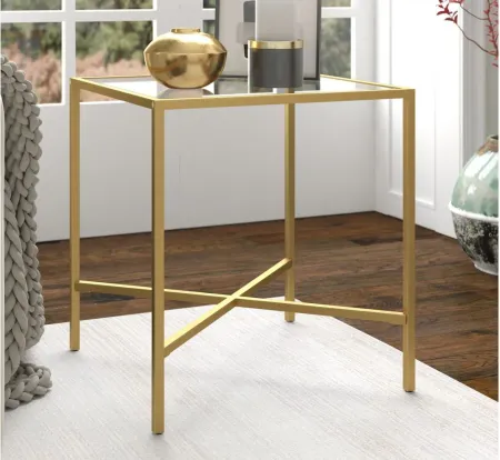 Edena Square End Table in Brass by Hudson & Canal