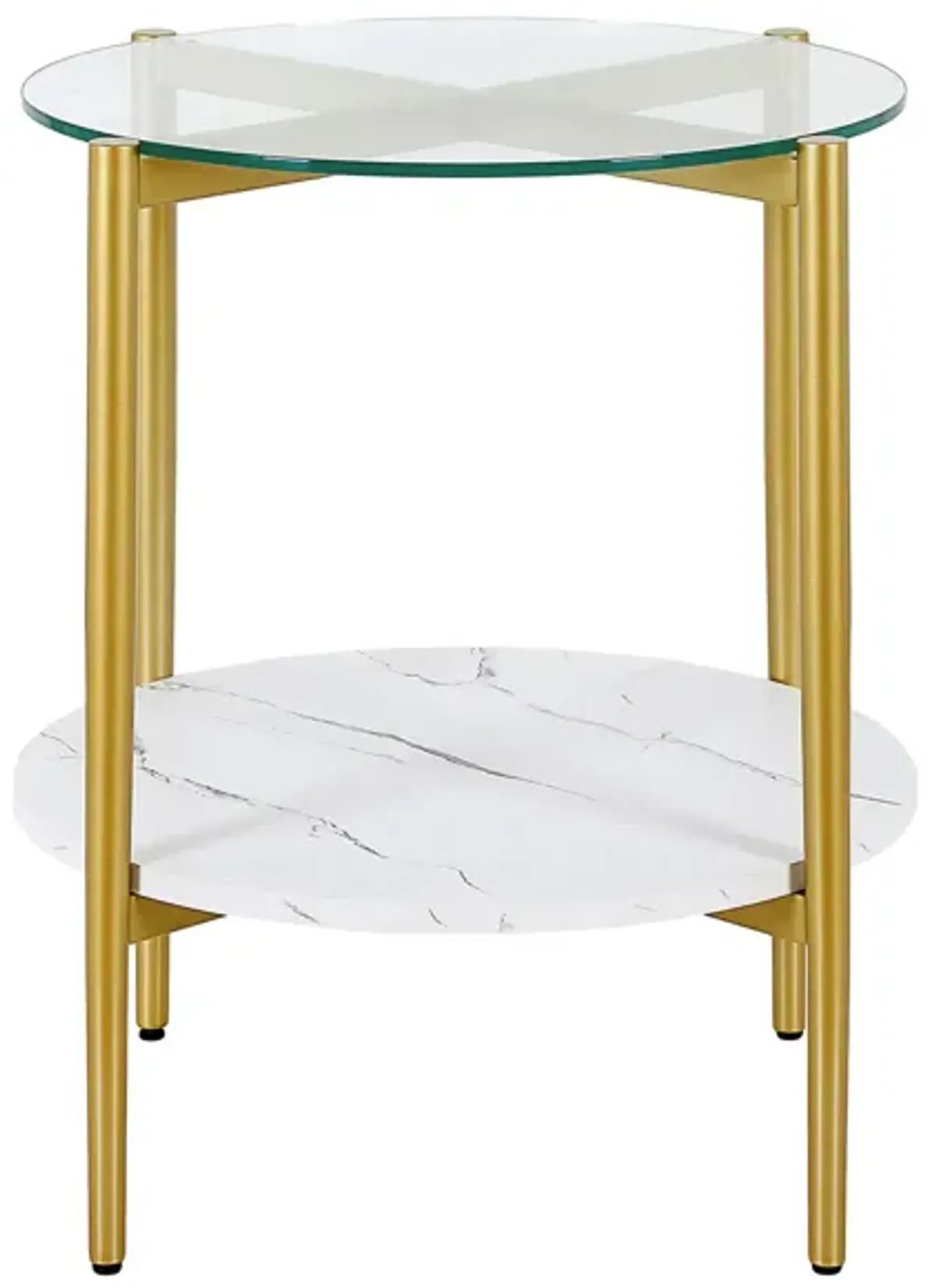 Uptono Round End Table in Gold and Faux Marble by Hudson & Canal