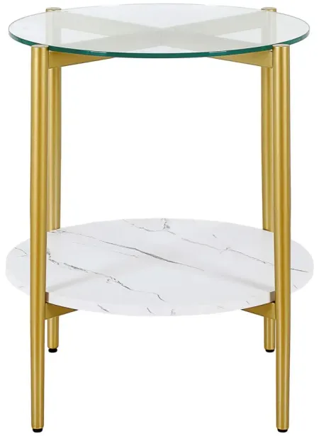 Uptono Round End Table in Gold and Faux Marble by Hudson & Canal