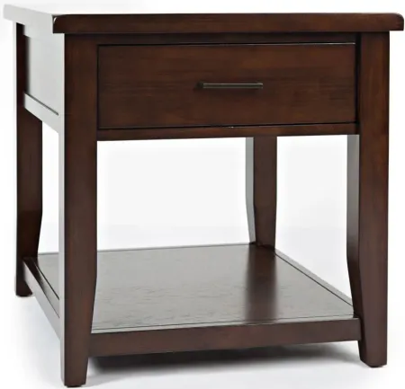 Twin Cities Square End Table in Dark Cherry/Charcoal by Jofran