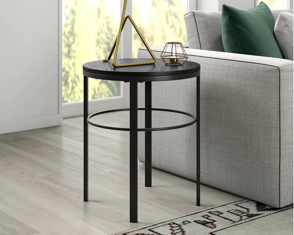 Gaia Side Table in Blackened Bronze;Black Grain by Hudson & Canal