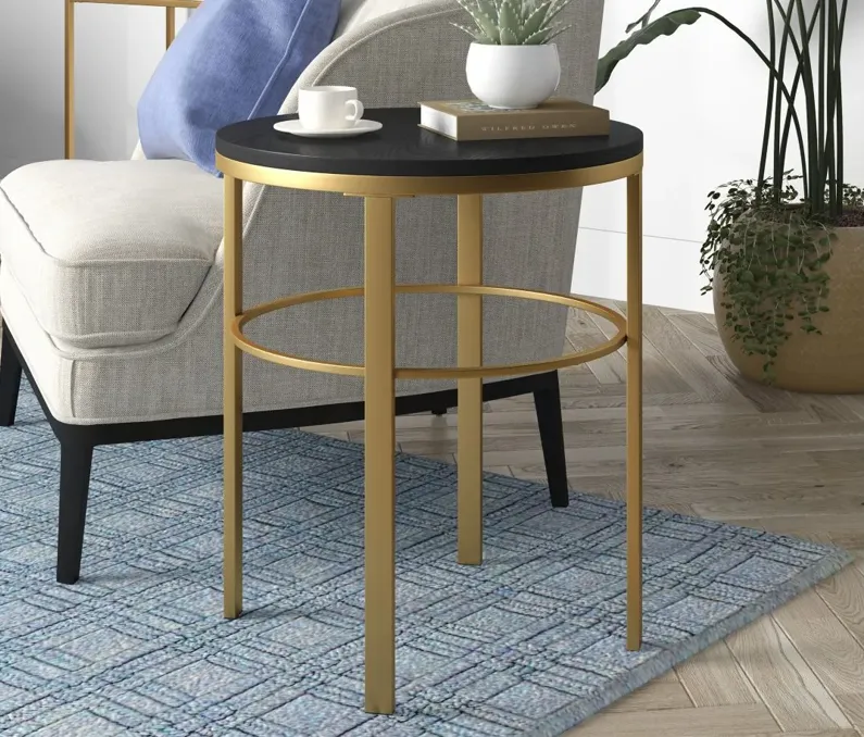 Gaia Side Table in Brass;Black Grain by Hudson & Canal