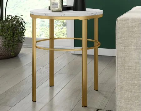 Gaia Side Table in Brass;Faux Marble by Hudson & Canal