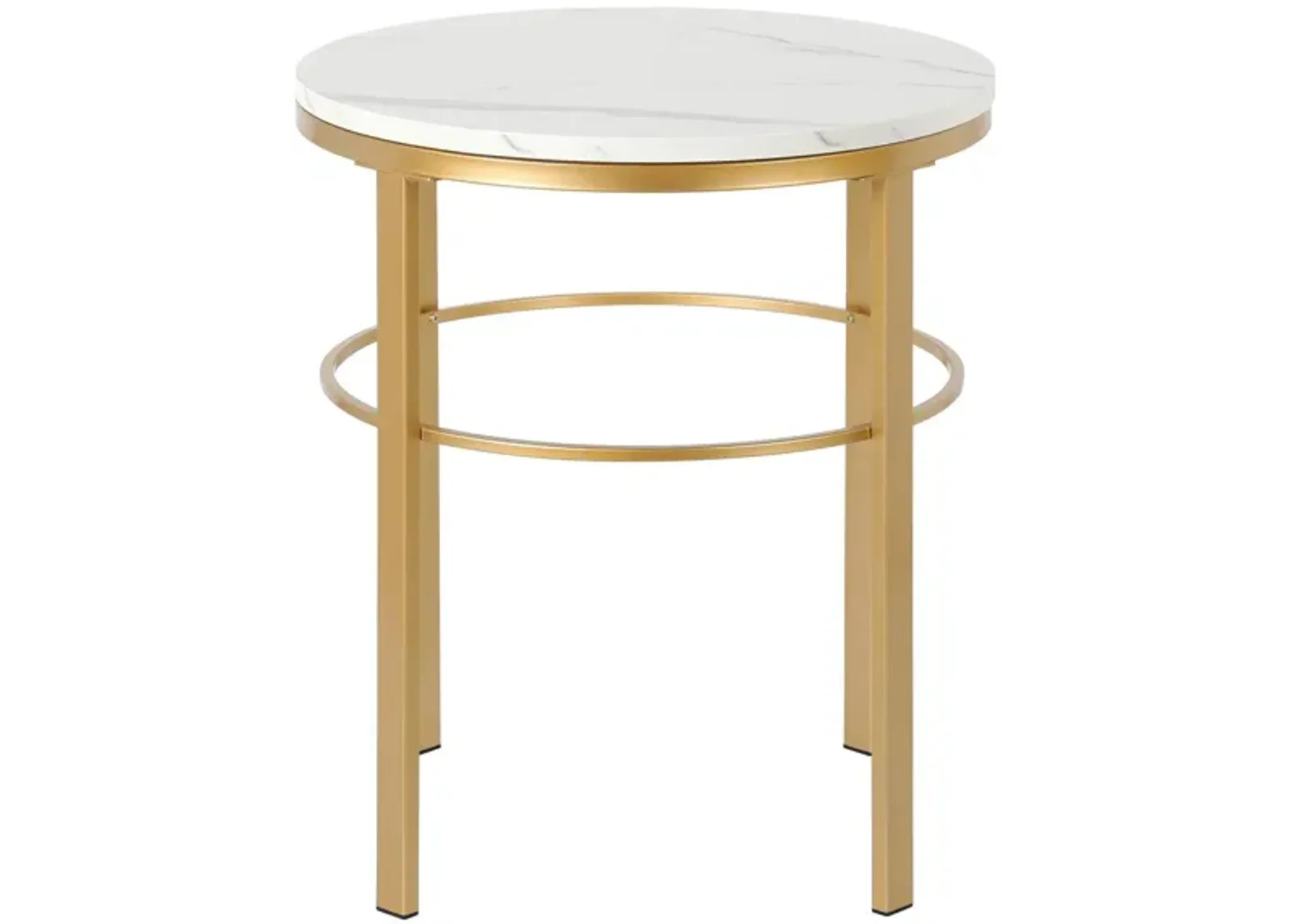 Gaia Side Table in Brass;Faux Marble by Hudson & Canal