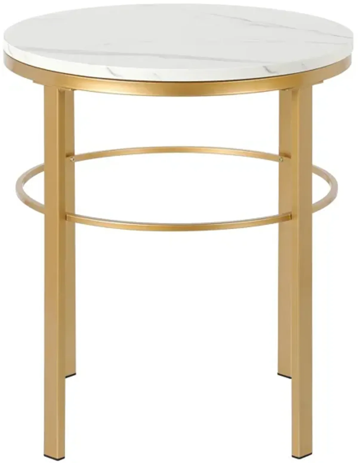 Gaia Side Table in Brass;Faux Marble by Hudson & Canal