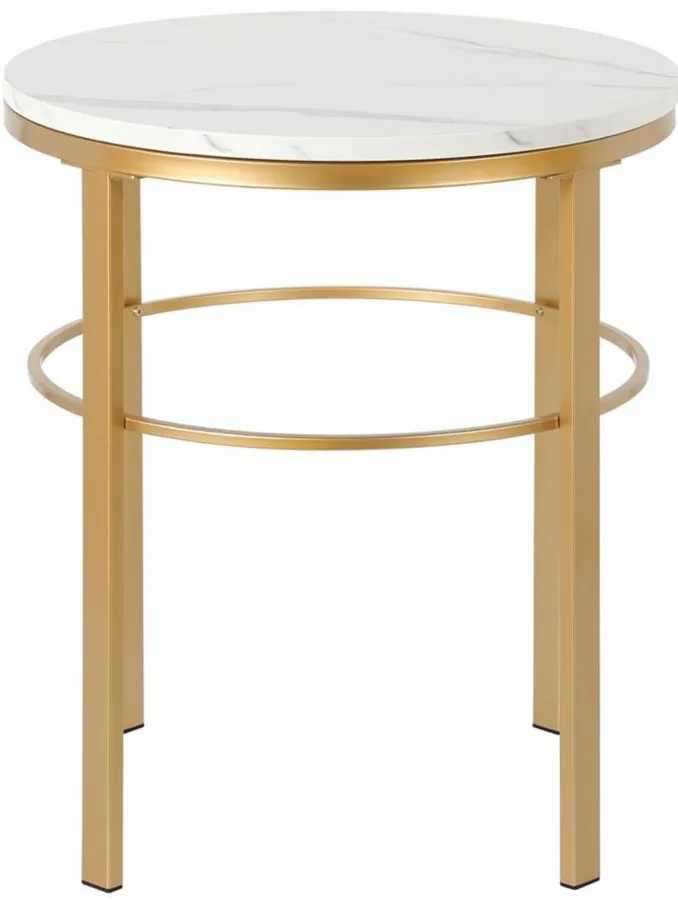 Gaia Side Table in Brass;Faux Marble by Hudson & Canal