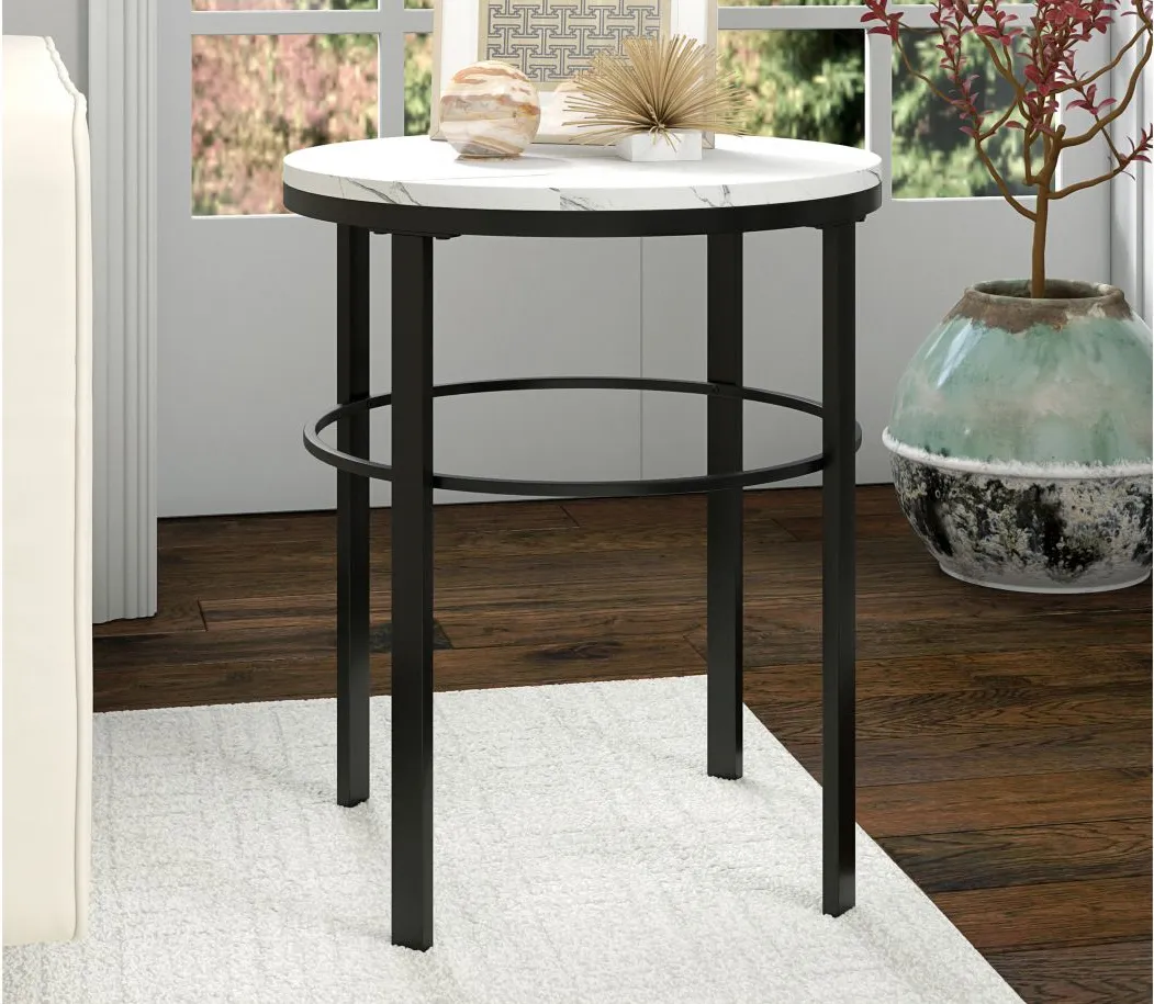 Gaia Side Table in Blackened Bronze;Faux Marble by Hudson & Canal