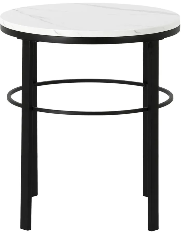 Gaia Side Table in Blackened Bronze;Faux Marble by Hudson & Canal