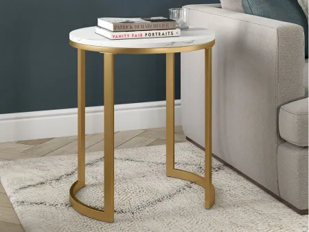 Mitera Side Table in Brass;Faux Marble by Hudson & Canal