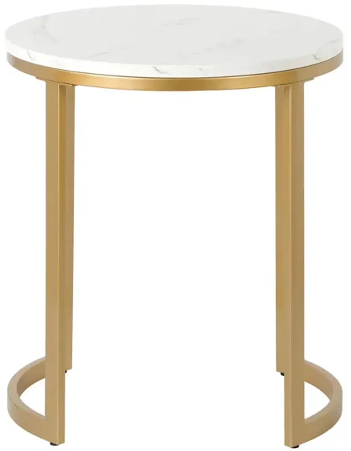 Mitera Side Table in Brass;Faux Marble by Hudson & Canal