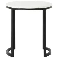 Mitera Side Table in Blackened Bronze;Faux Marble by Hudson & Canal