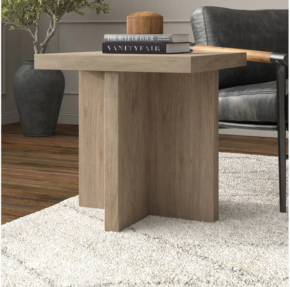 Verity Side Table in Antiqued Gray Oak by Hudson & Canal