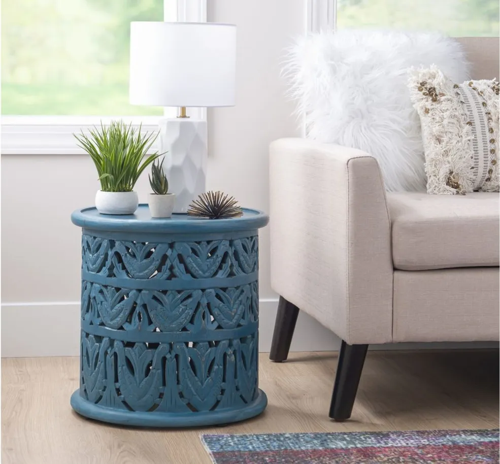 Lockport Side Table in Blue by Linon Home Decor