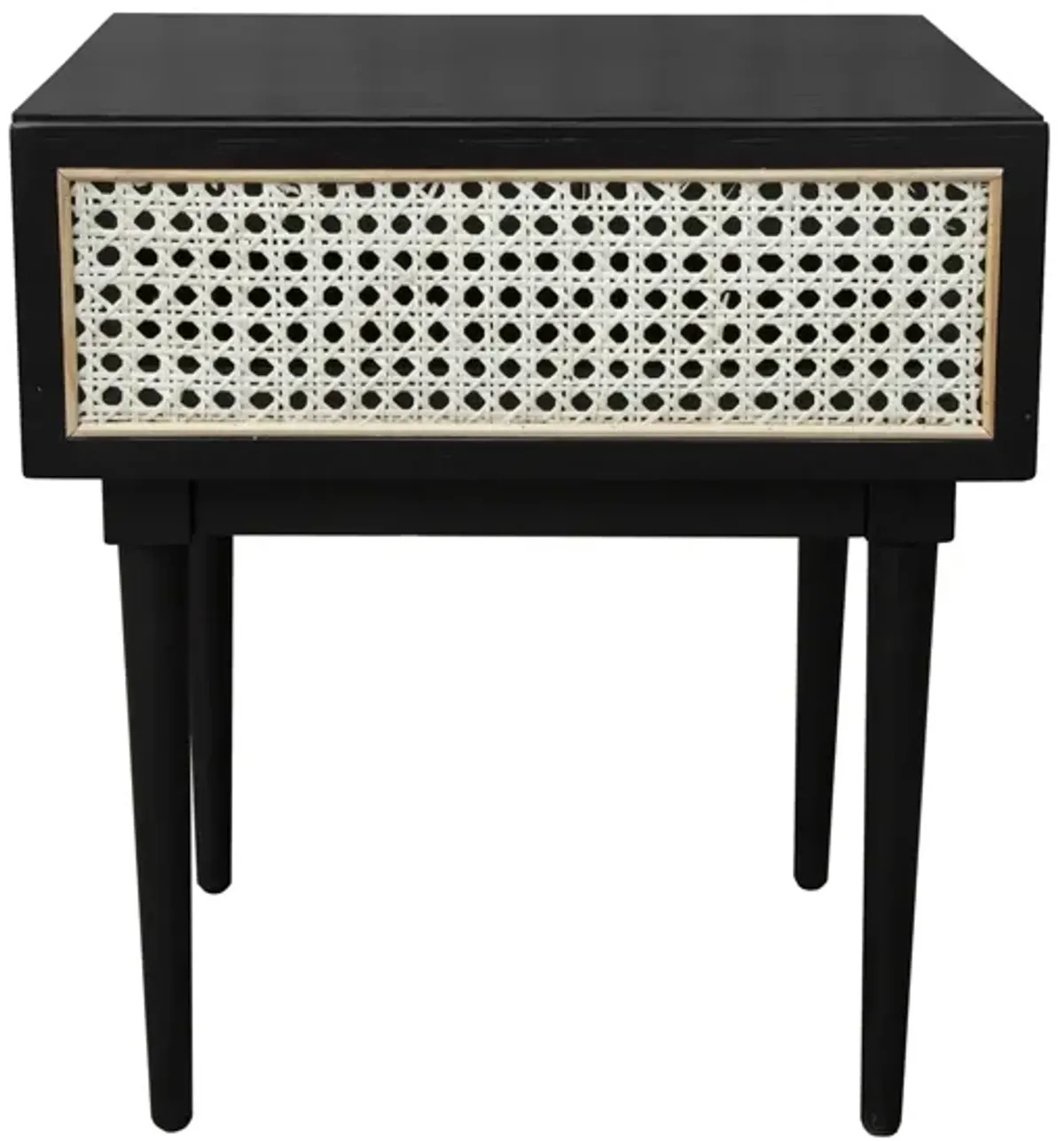 Cane Side Table in Matte Black by LH Imports Ltd