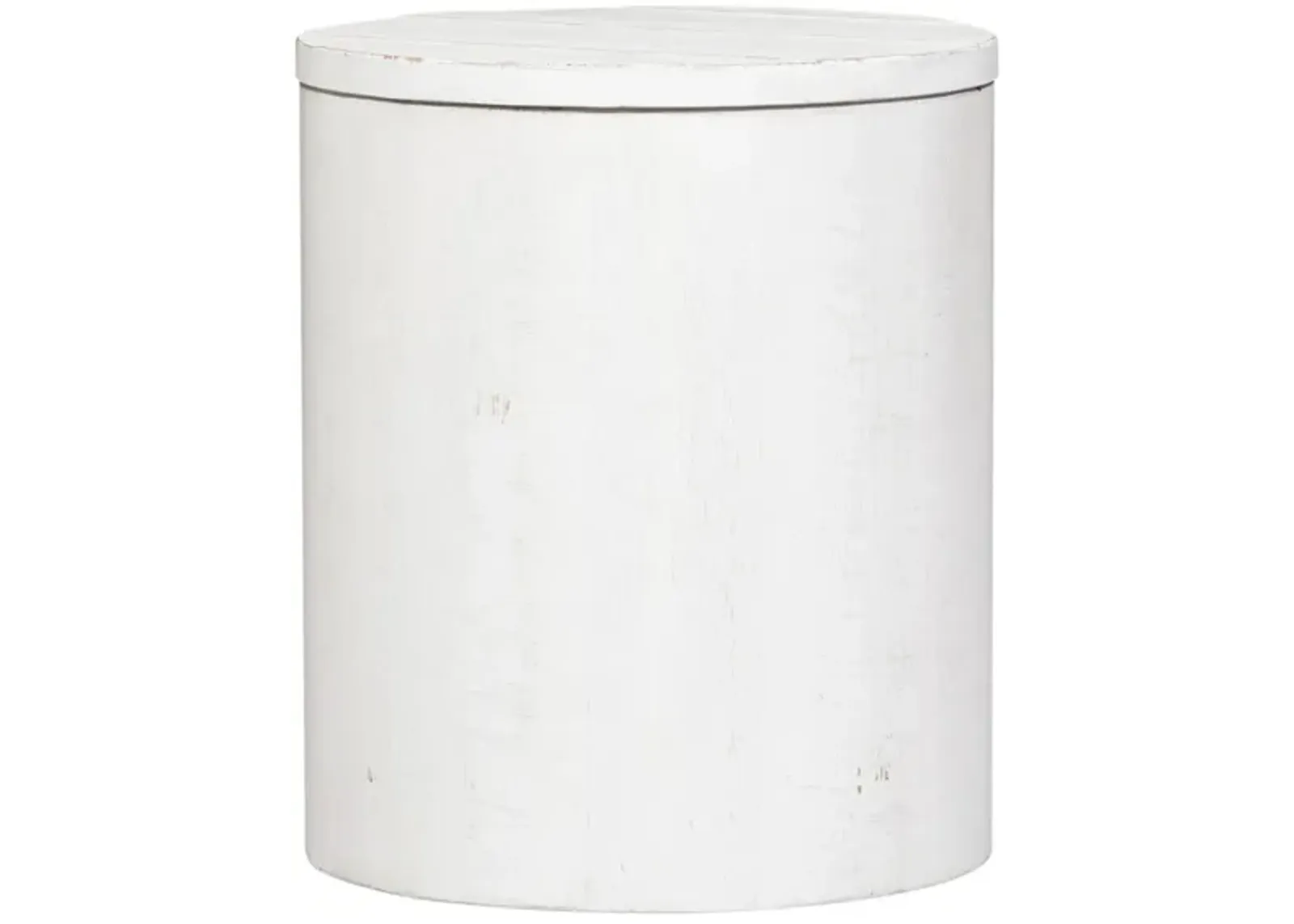 Marguerite Drum End Table in Flea Market White with Heavy Distressing by Liberty Furniture