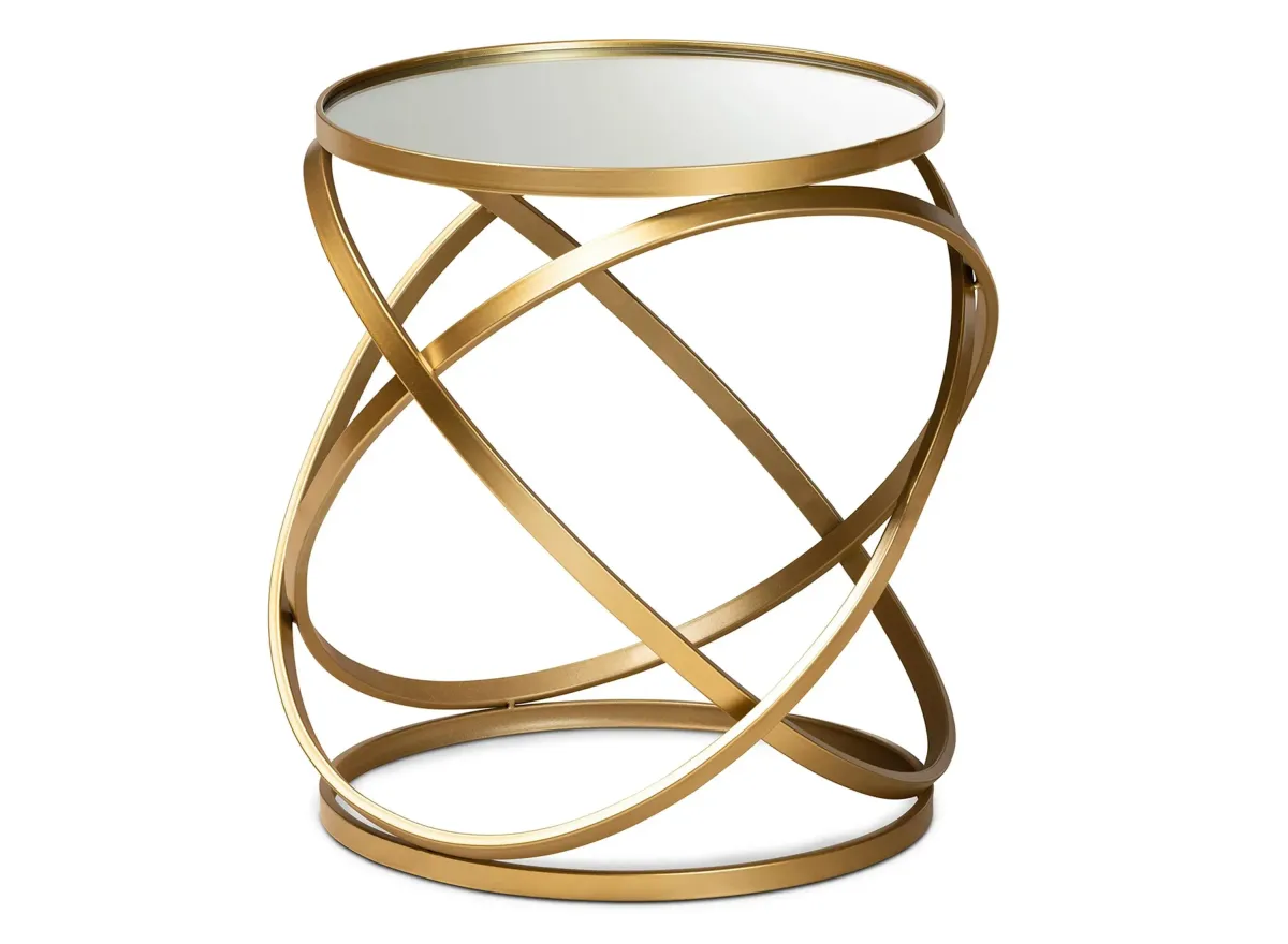 Desma Glass End Table in Gold by Wholesale Interiors