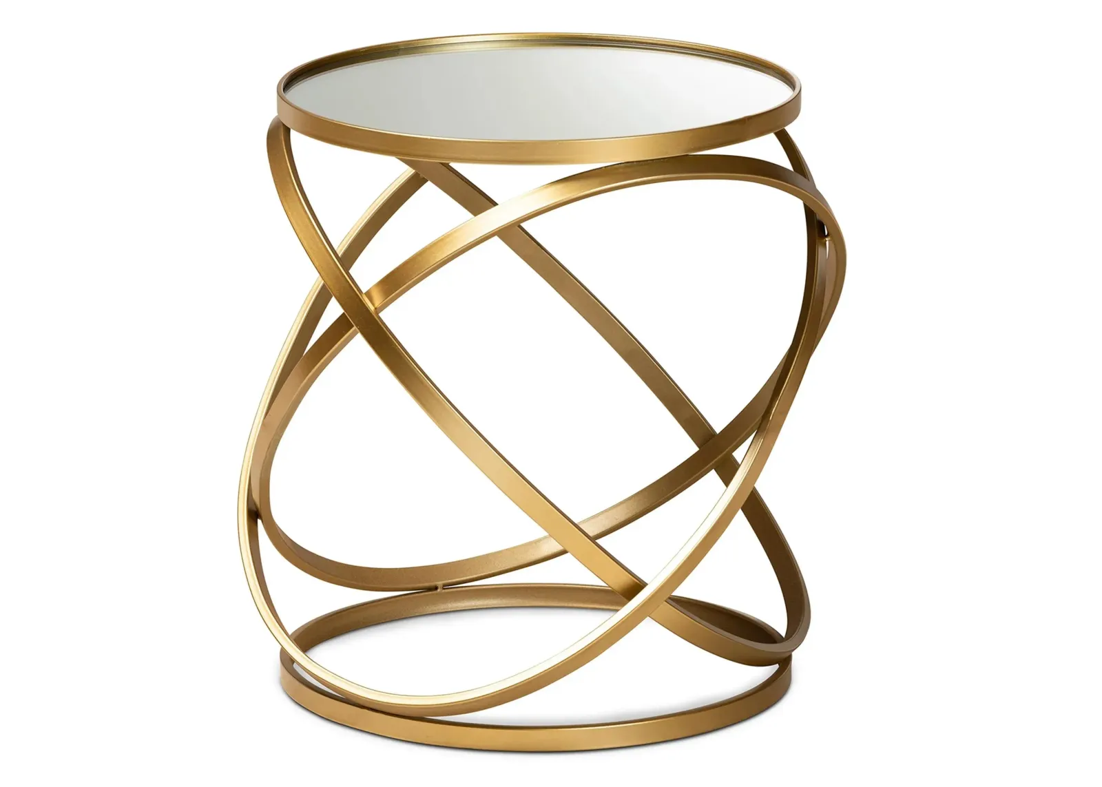 Desma Glass End Table in Gold by Wholesale Interiors