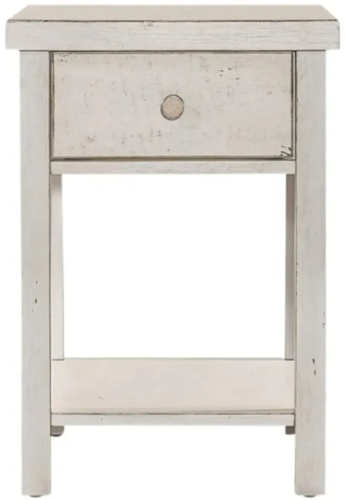 Marguerite Chair Side Table in Flea Market White with Heavy Distressing by Liberty Furniture