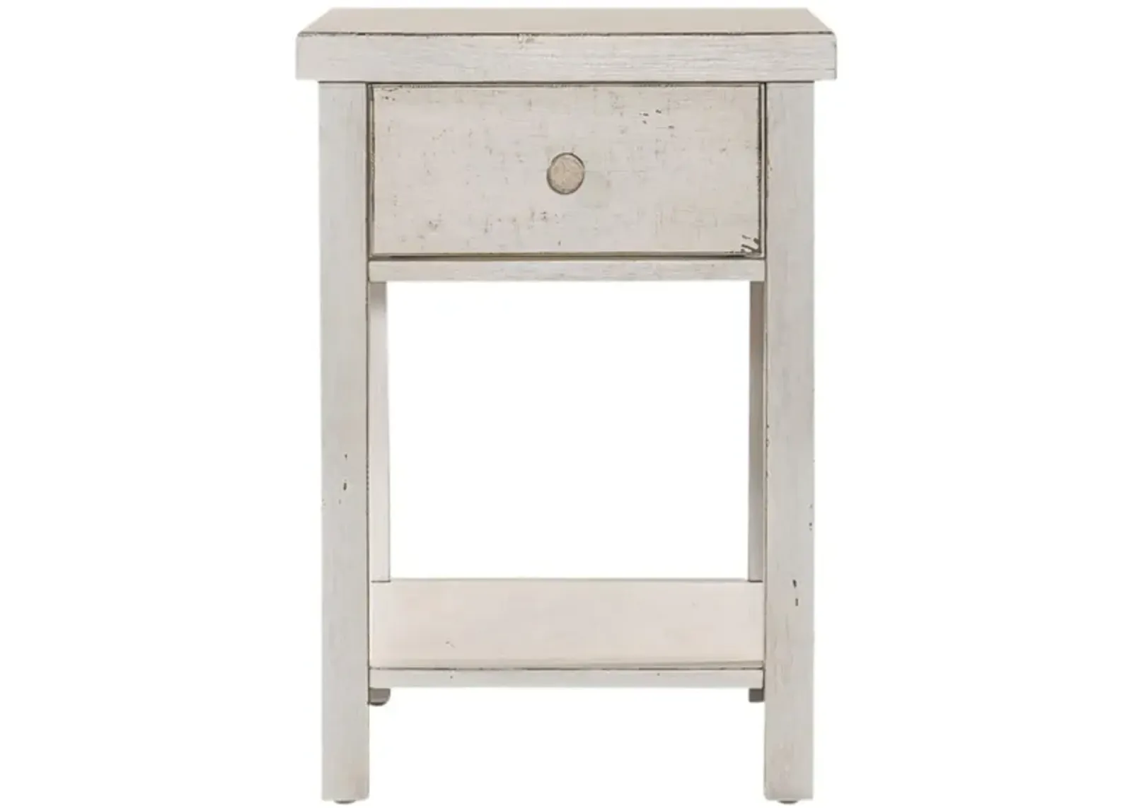 Marguerite Chair Side Table in Flea Market White with Heavy Distressing by Liberty Furniture