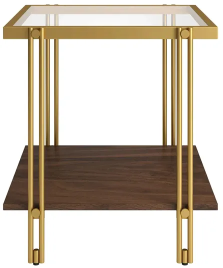 Driscoll Side Table in Brass/Walnut by Hudson & Canal