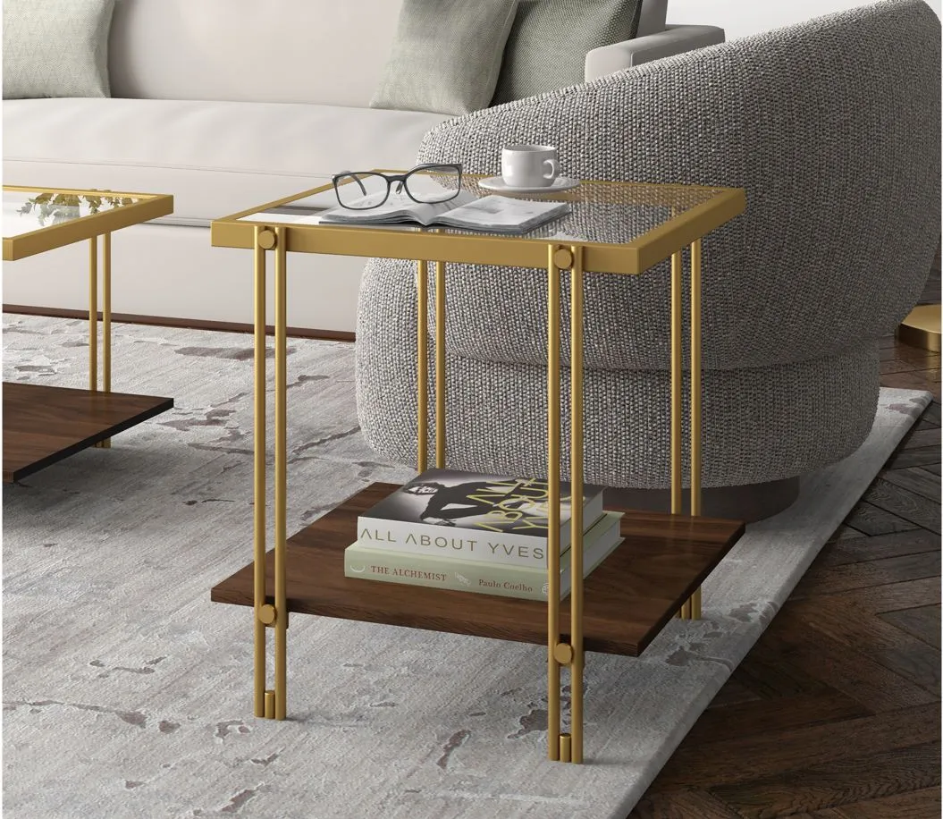 Driscoll Side Table in Brass/Walnut by Hudson & Canal