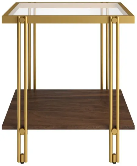 Driscoll Side Table in Brass/Walnut by Hudson & Canal