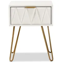 Holbrook 1-Drawer End Table in White/Gold by Wholesale Interiors