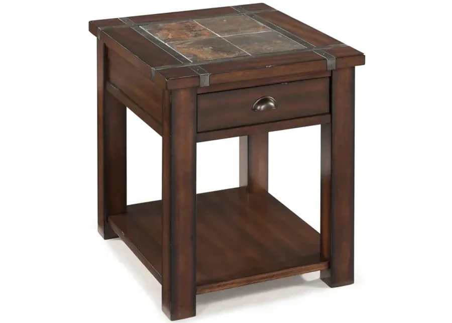 Monarch Roanoke End Table in Cherry and Slate by Magnussen Home