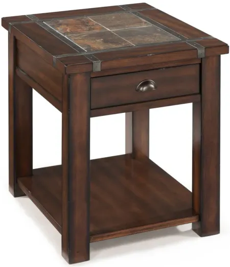 Monarch Roanoke End Table in Cherry and Slate by Magnussen Home