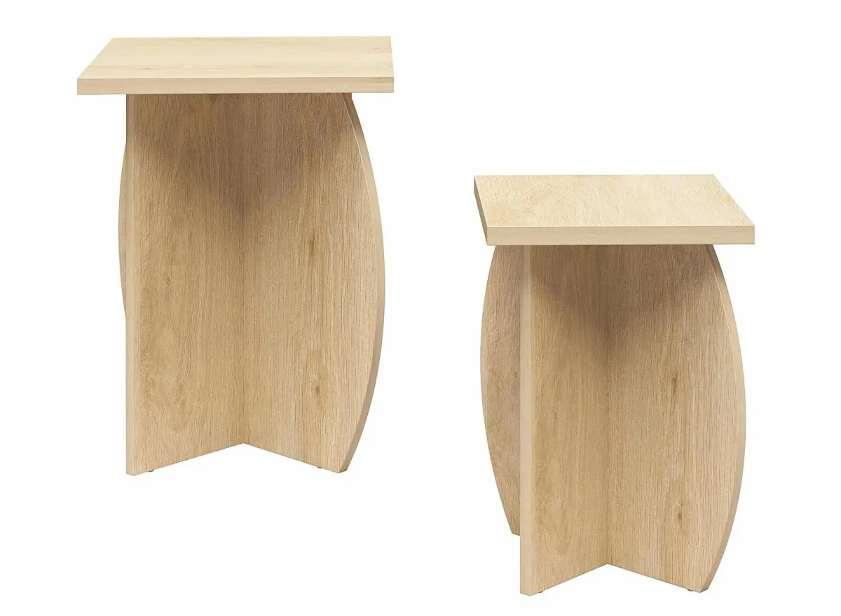 Voler Set of 2 Nesting End Table by Novogratz in Blonde Oak by DOREL HOME FURNISHINGS