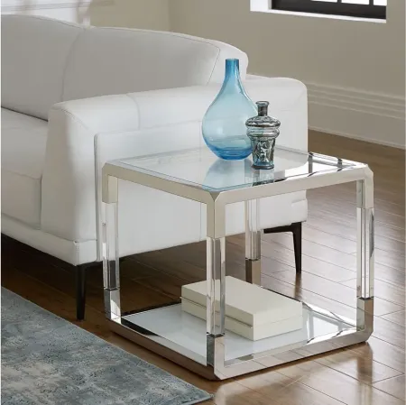 Jasper End Table in Acrylic/White Glass by Bellanest