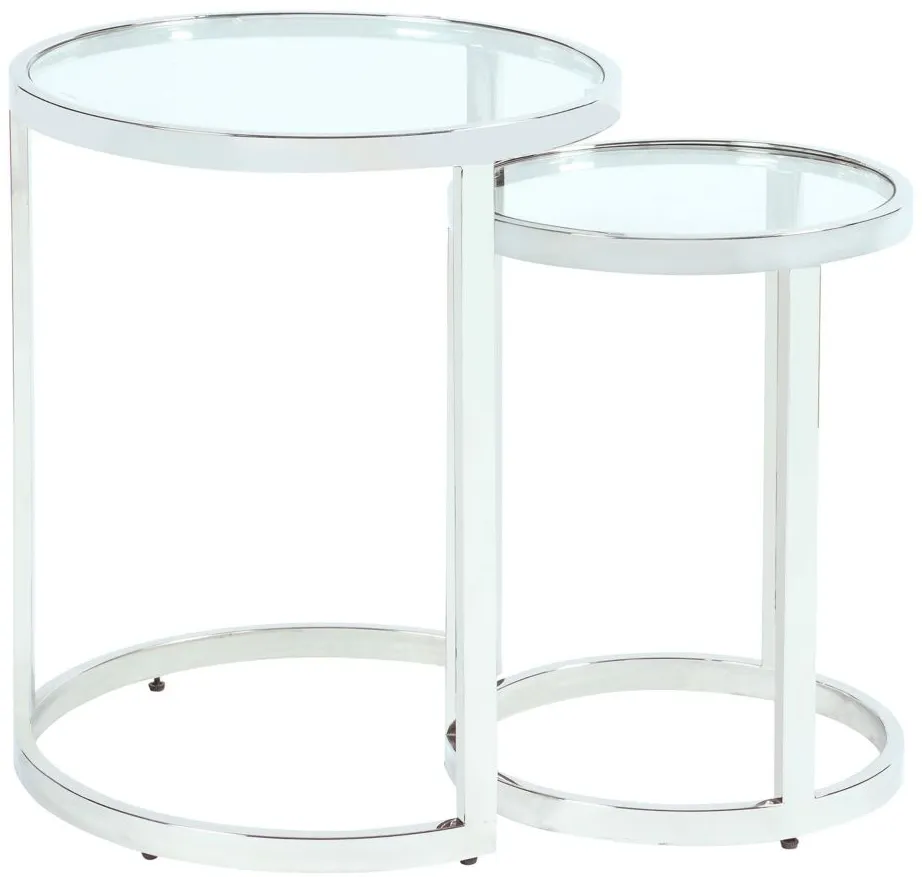 Shirley Nesting Lamp Table Set in Polished SS/Clear by Chintaly Imports