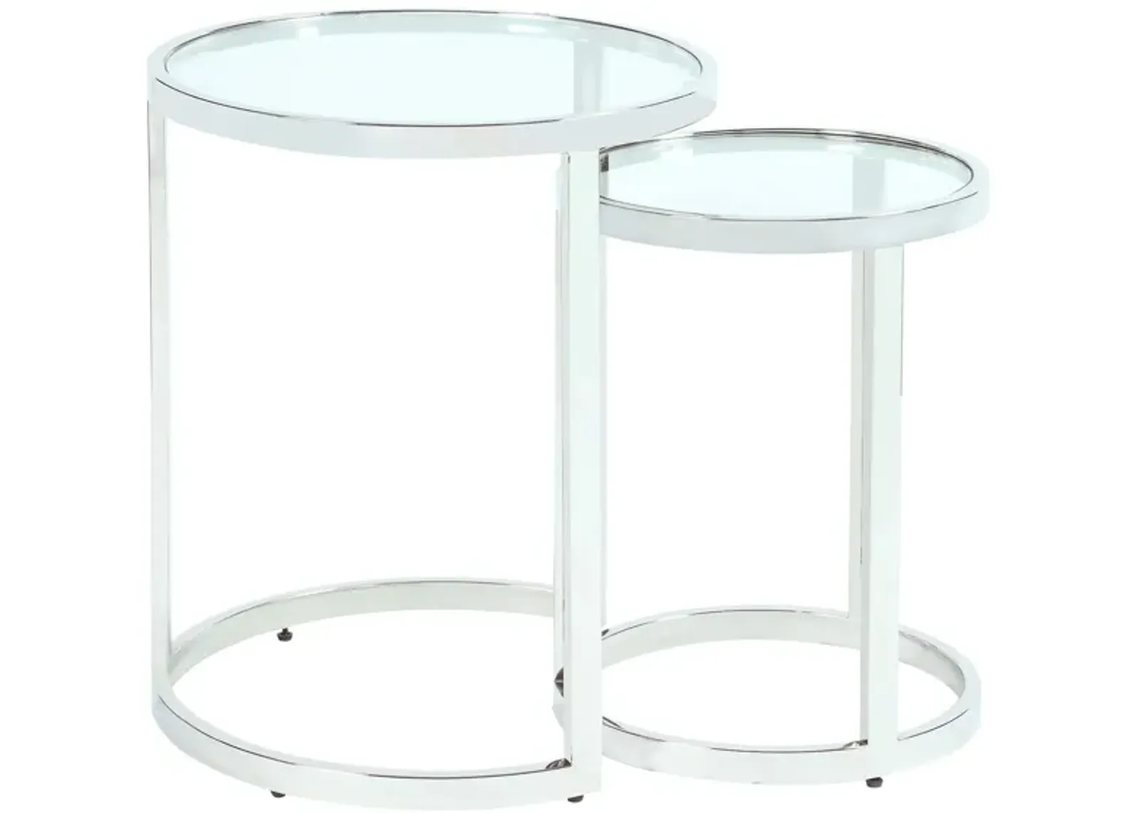 Shirley Nesting Lamp Table Set in Polished SS/Clear by Chintaly Imports