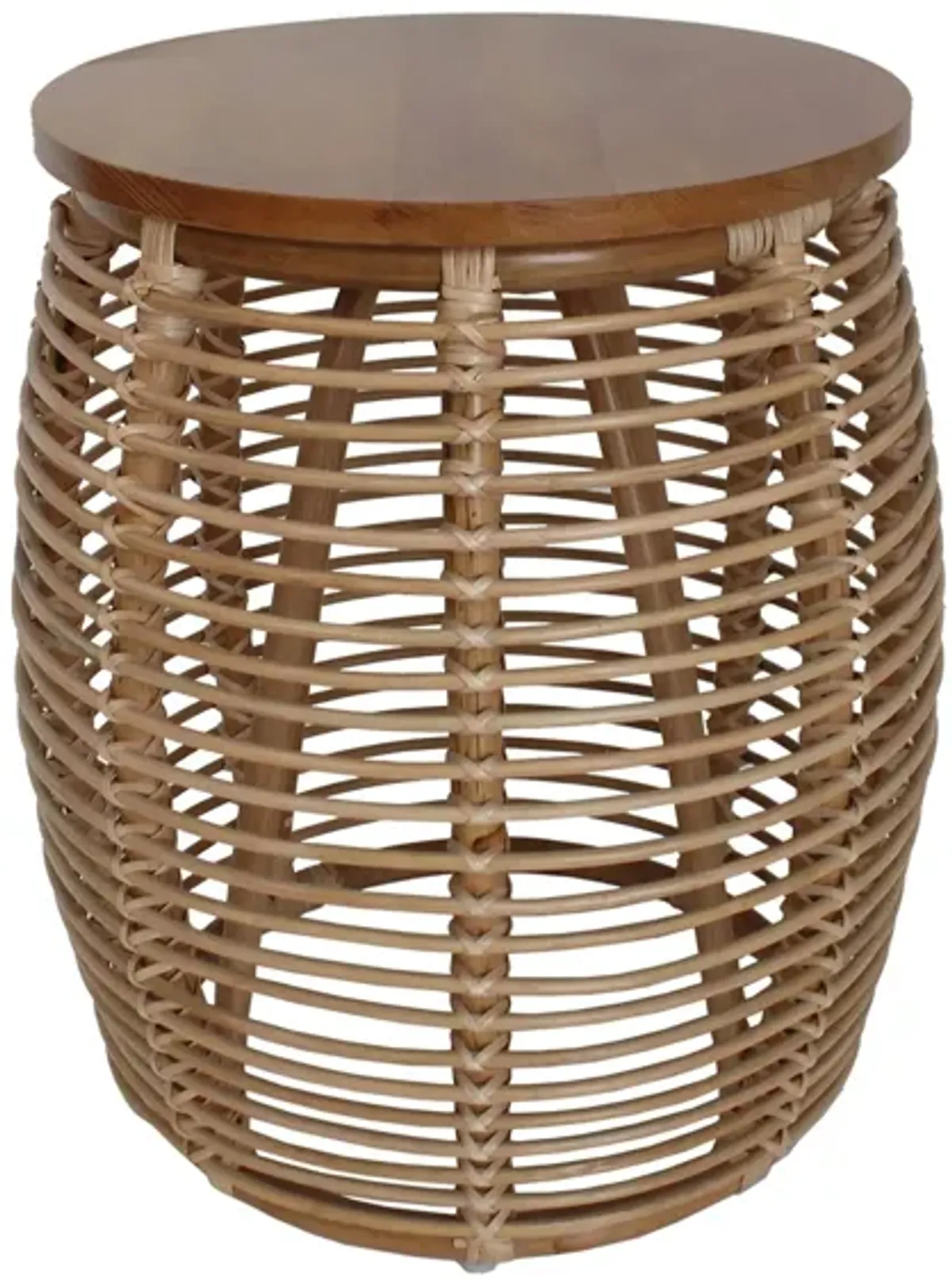 Iris Round Rattan End Table in Honey by New Pacific Direct