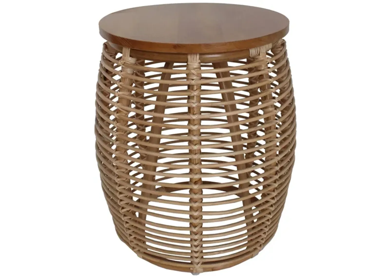 Iris Round Rattan End Table in Honey by New Pacific Direct