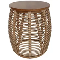 Iris Round Rattan End Table in Honey by New Pacific Direct