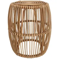 Keegan Round Rattan End Table in Honey by New Pacific Direct