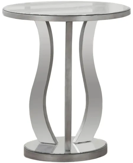 Lynette End Table in Brushed Silver by Monarch Specialties