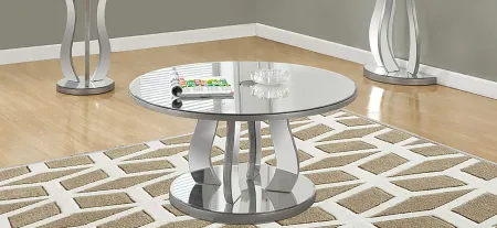 Lynette End Table in Brushed Silver by Monarch Specialties