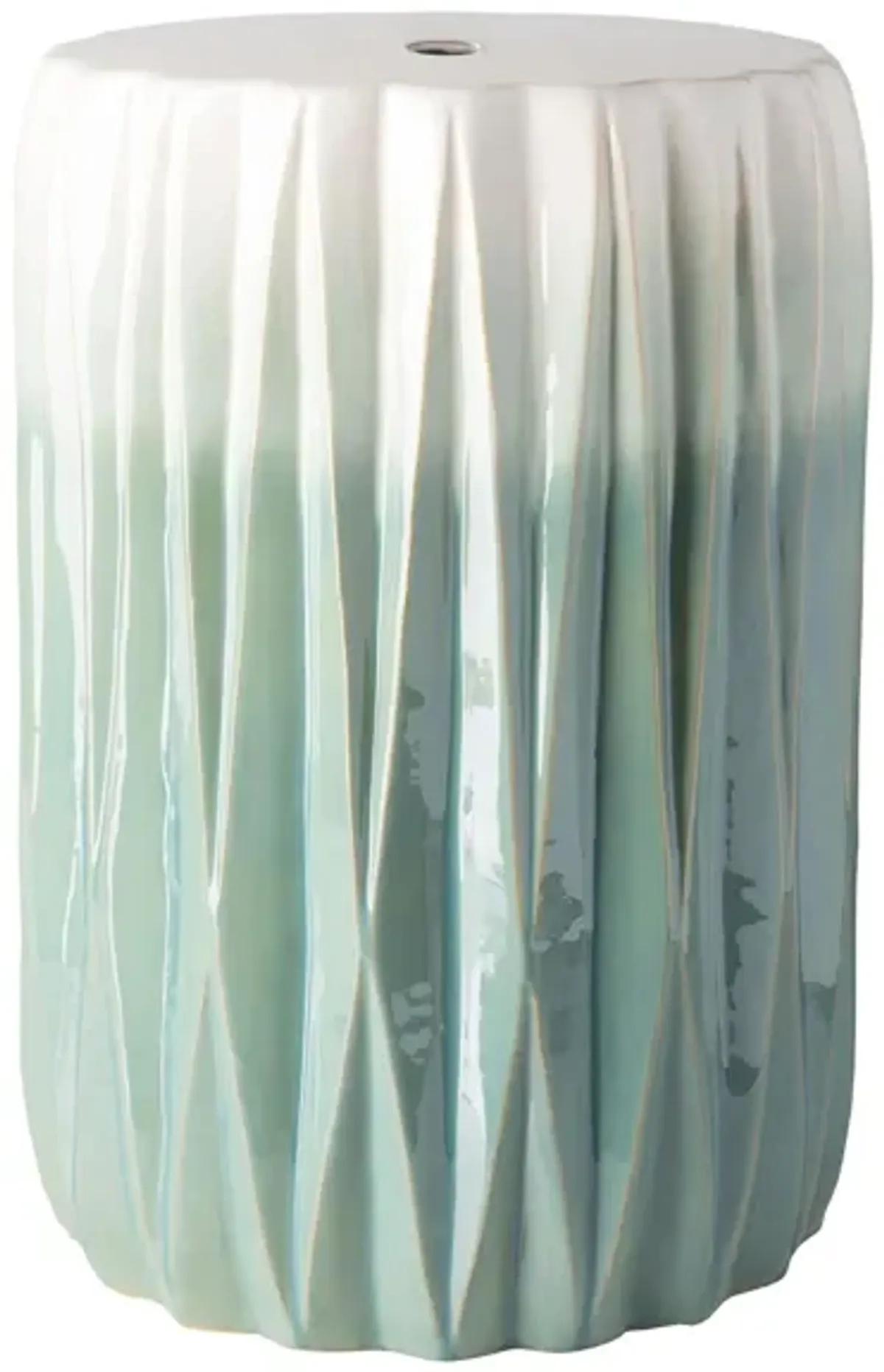 Aynor Ceramic Accent Table in Aqua, White by Surya