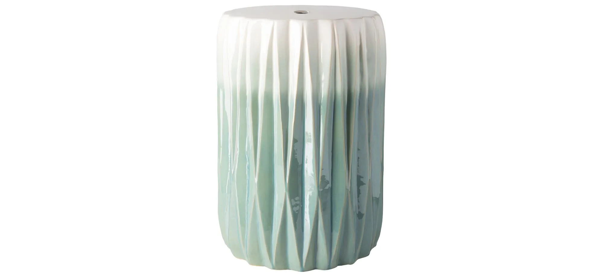 Aynor Ceramic Accent Table in Aqua, White by Surya