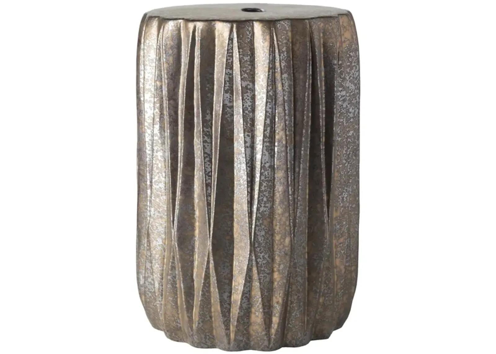 Aynor Ceramic Accent Table in Dark Brown, Silver, Metallic-Gold by Surya