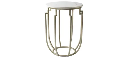 Hendrix Round End Table in Champagne, White by Surya